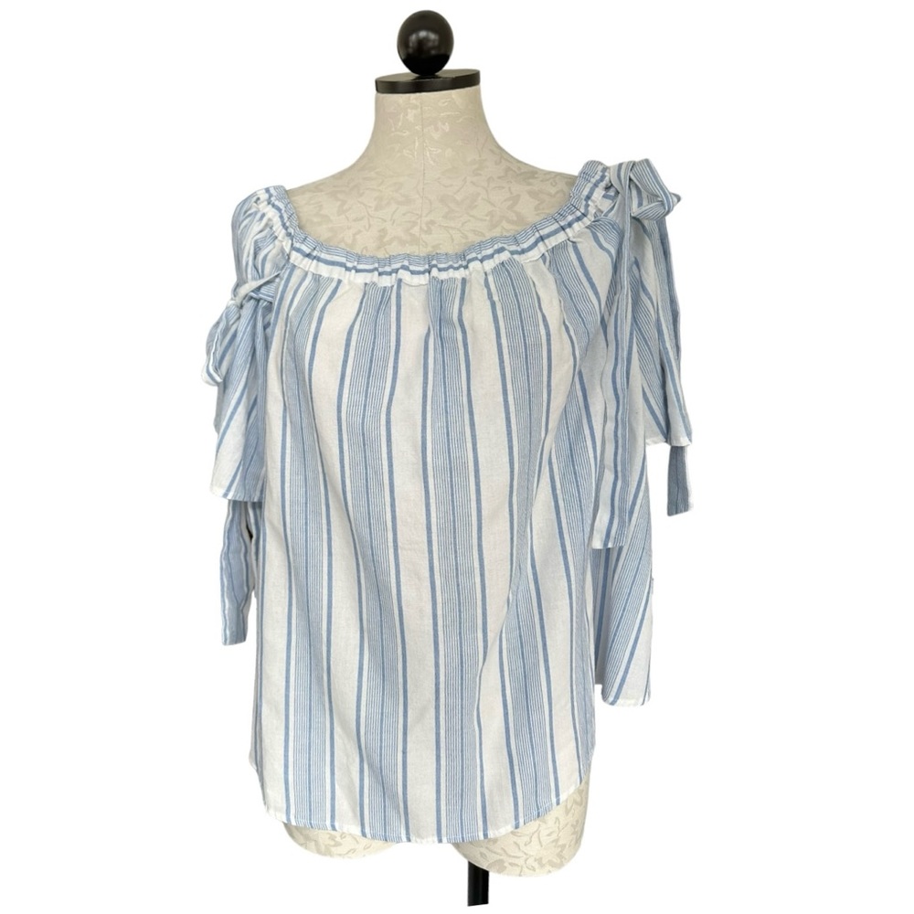 Rue21 Blouse Light Blue & White Striped Size 1X